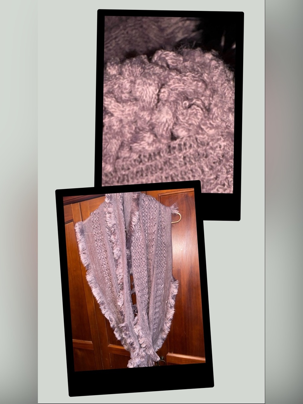 Fringed Knit Shawl in Dusty Pinkish Purple #1616